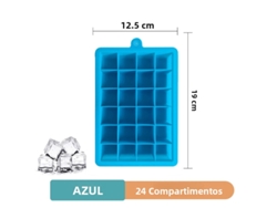 Bandeja grande de silicona para cubitos de hielo, ideal para hacer hielo en casa. Bandeja ecológica para cubitos de hielo. MDUG (azul con 24 compartimentos).