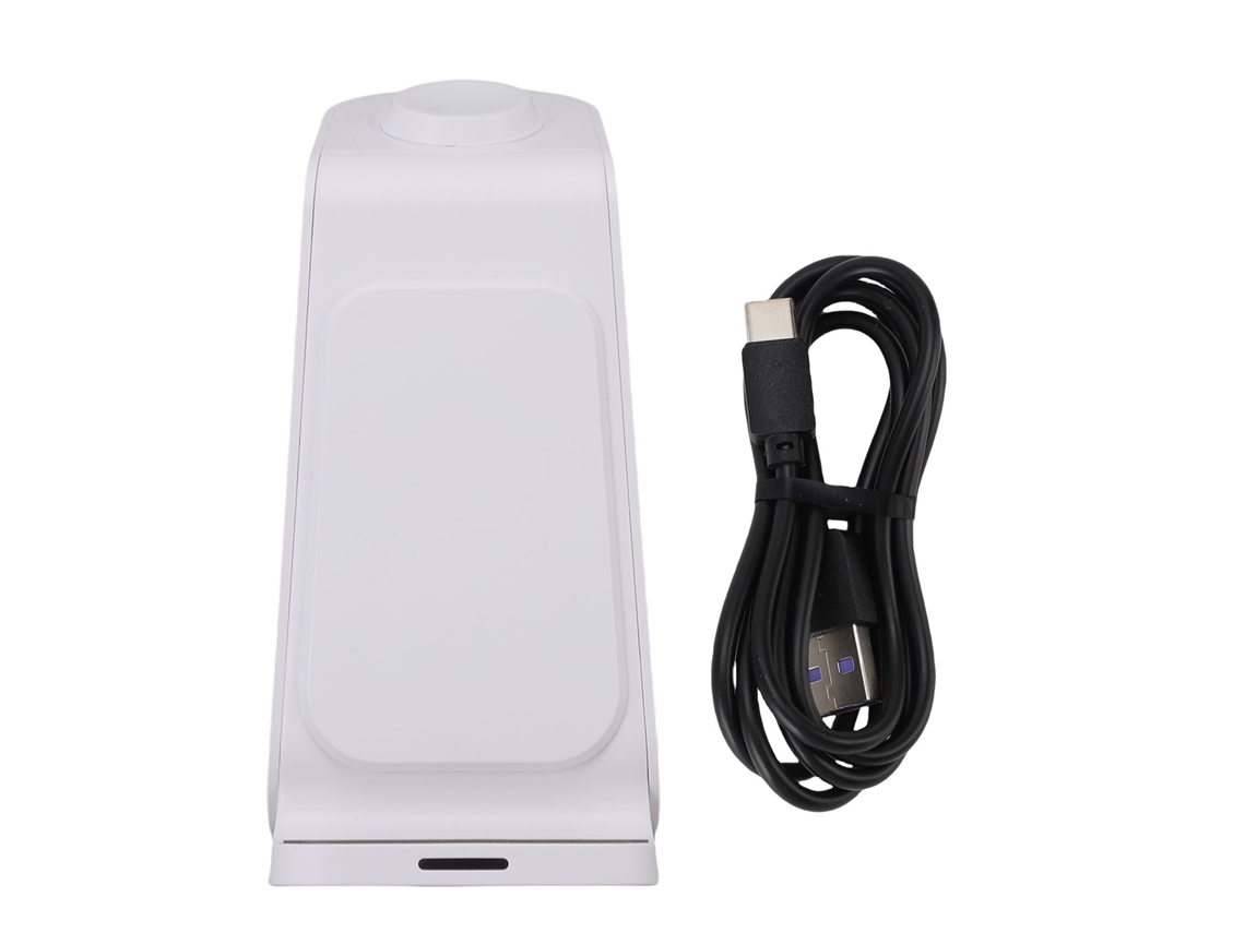 Cargador Inalámbrico 15w De Carga Rápida Magnético 3 En 1 Compatible Con Teléfonos Y Relojes Apple Y Android Blanco