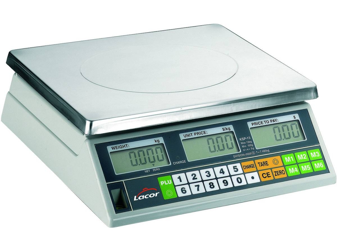 Báscula de Cocina LACOR Electrónica Base Cuadrada (Acero Inox - 37x37x20 cm - 1 Und)