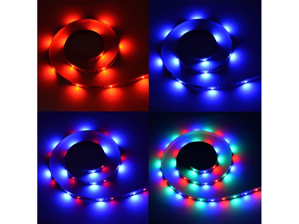 Tira De Led Rgb Smd3528 De 2 M, 120 Led, Control Remoto Usb, Dc5v, 10w, Ip65, Regulable, 16 Modos De Color.