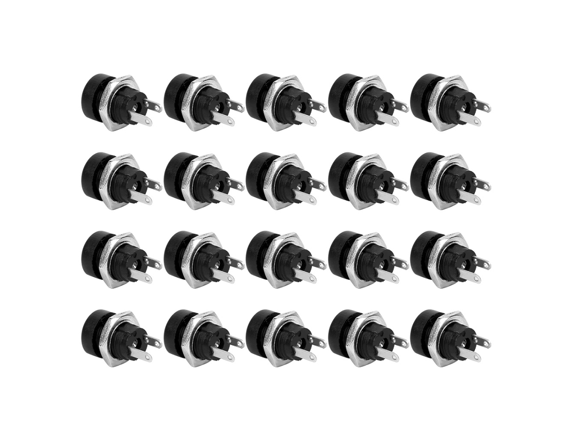 20 Unidades De Conector Hembra Para Panel Dc-022b Con Tuerca De Cobre Para Fuente De Alimentación Eléctrica.