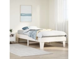 Estructura De Cama Sin Colchón Madera Maciza Blanca 75x190 Cm