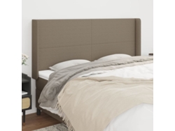 Cabecero Con Orejas De Tela Gris Taupe 203x16x118/128 Cm