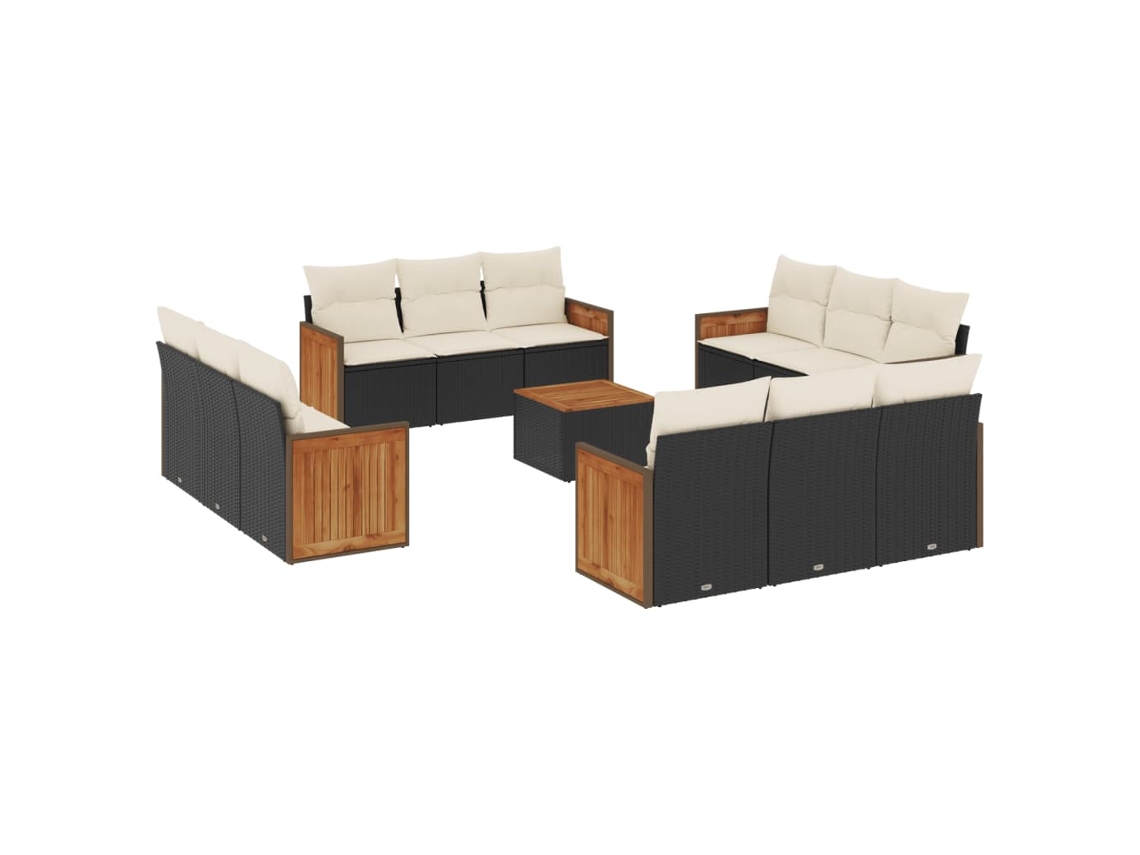 Maison Exclusive - Set De Sofás De Jardín Y Cojines 13 Pzas Ratán Sintético Negro