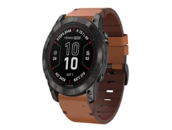 Bracelete Para Garmin Quatix 7 Pro - Couro - Fivela De Aço (22mm) Marrom