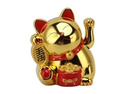 Gato Eléctrico De La Suerte Con Brazo Oscilante Decorativo, De Plástico, 14 Cm, Dorado Mly11020-4