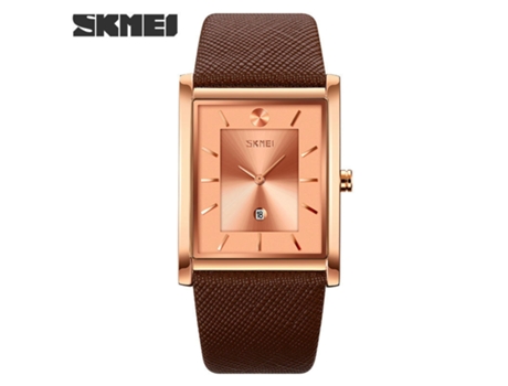 Relojes cuadrados para hombres, reloj de negocios impermeable para hombres con calendario, esfera de oro rosa con concha de oro rosa LUUCOZK