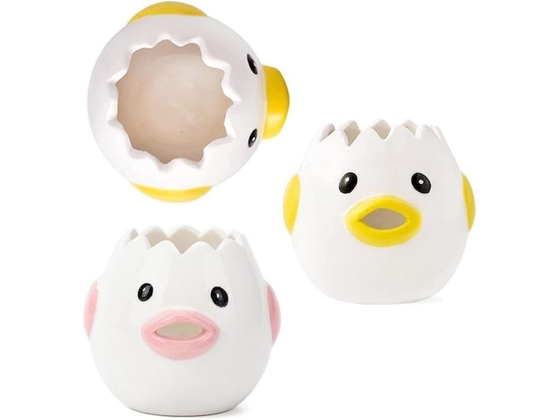 Separador de huevos de cerámica Linjou con diseño de gallina rosa y amarilla, separador de claras y yemas.
