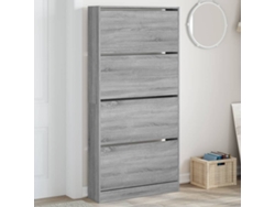 Mueble Zapatero | Armario Zapatero 4 Cajones Abatibles Gris Sonoma 80x21x163,5 Cm