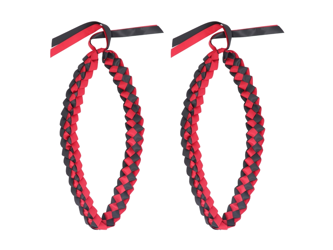 Collar de Cinta de Graduación Trenzada 120cm Negro y Rojo 2 Unidades