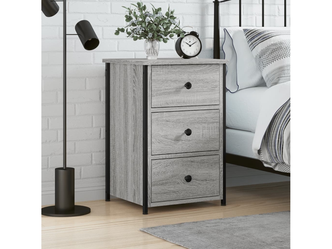 Mesita de Noche 40X36X60 Cm Derivados Madera Gris Sonoma