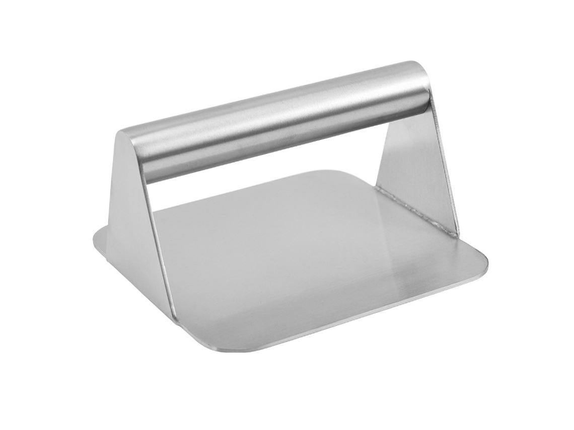 JILLIOPER Prensa de hamburguesas antiadherente de acero inoxidable con mango resistente al calor, ideal para cocinar en interiores y barbacoas al aire libre (1 