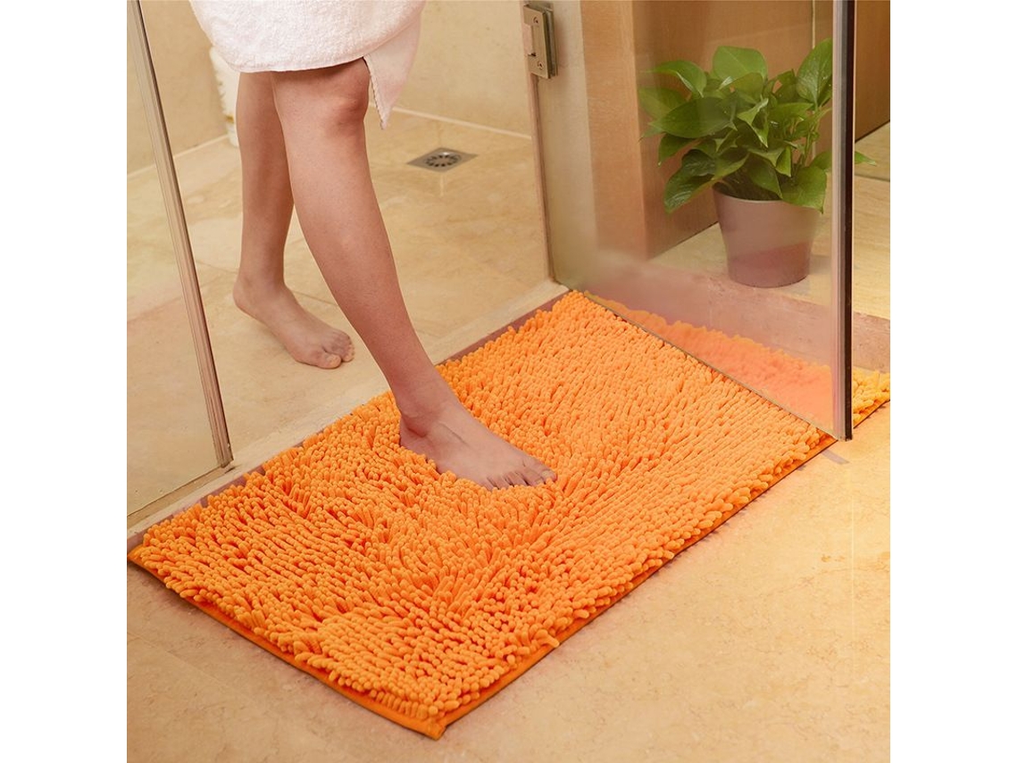 2026-tapete De Baño Antideslizante Microfibra Lavable Absorbente Rápido 16x24 Pulgadas Naranja