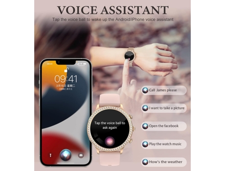 Reloj Inteligente (Marcador de Llamadas), Reloj Inteligente para Android iOS Pantalla Táctil de 1,32 Pulgadas, 3 Correas, con Control de Voz AI, Mo...