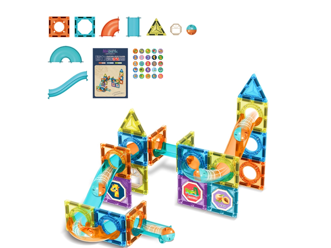 Jinwei-juguete De Bloques Magnéticos Para Niños Con Pista De Bolas, Juego Educativo Regalo De Cumpleaños 42pcs