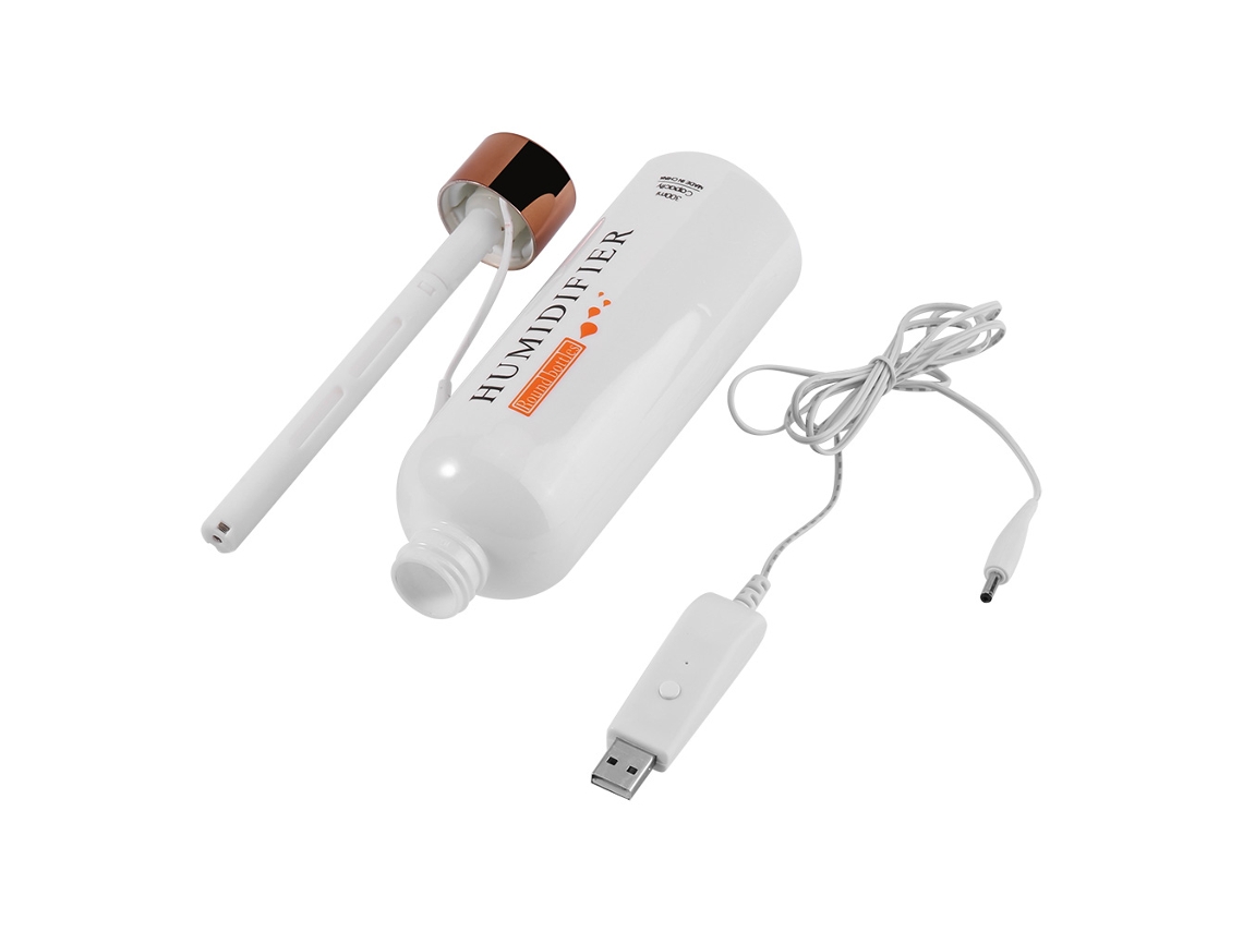 JILLIOPER Humidificador USB Ultrasónico de 300ml con Formato de Botella, Aire Frío, Purificador para Hogar y Oficina (Dorado)