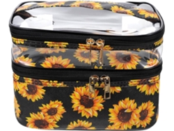 Neceser De Viaje Estampado, Neceser Transparente Con Doble Compartimento Para Productos De Cuidado De La Piel.