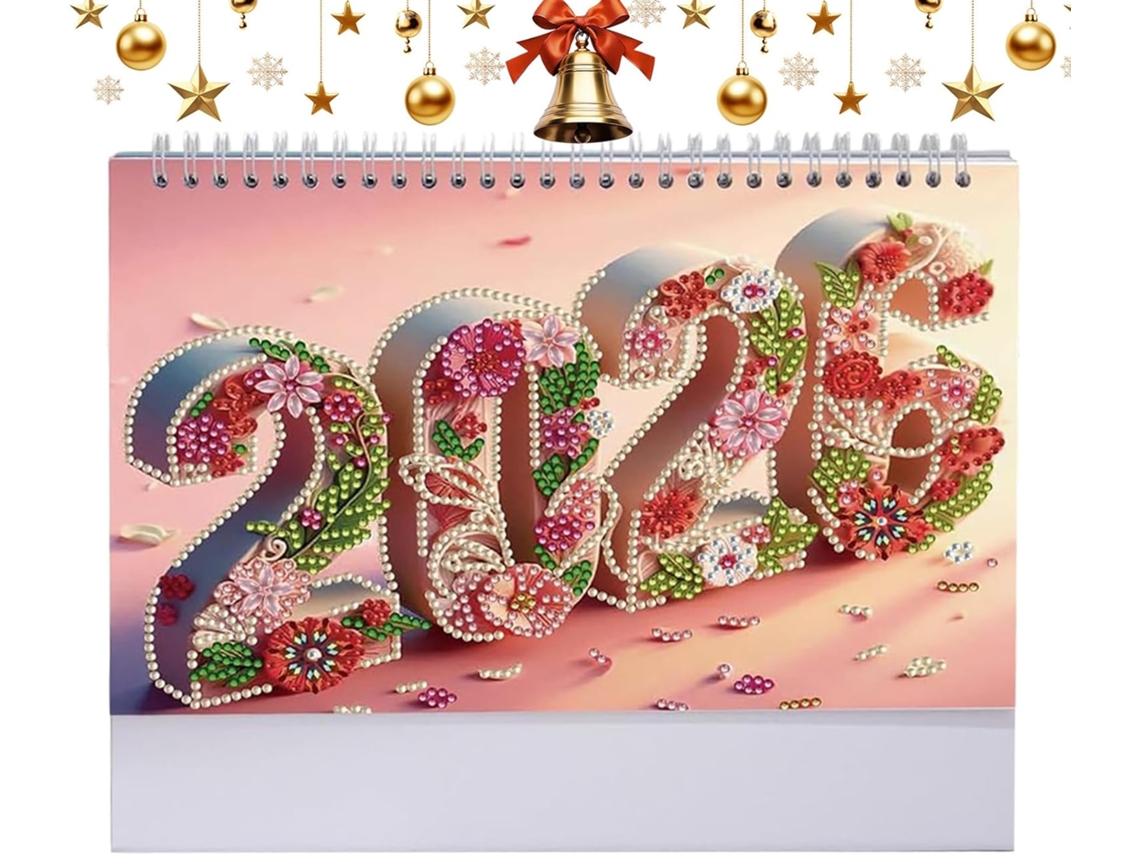 Calendario anual 2026 con ilustración para oficina, calendario de escritorio, herramienta organizativa en estilo de dibujos animados.