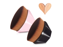 Pincel de maquillaje permanente para líquidos y polvos, cerdas sintéticas, fácil aplicación, multifuncional, embalaje ideal para viajes, en negro y rosa (