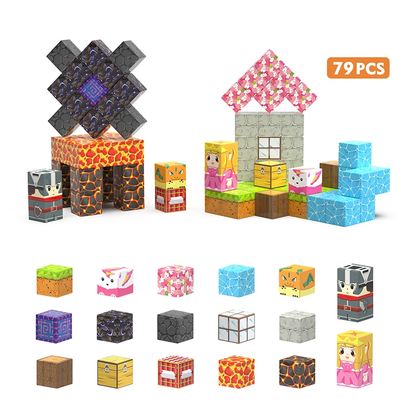 (79 Piezas) Juego De Bloques De Construcción Magnéticos, Juguete Stem Para Niños