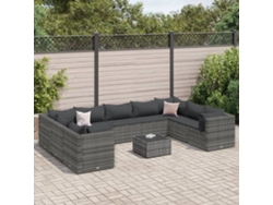 Conjunto de jardín DKD Home Decor de 10 piezas con cojines de mimbre gris