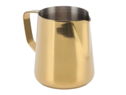 Jarra calentadora de leche de acero inoxidable dorado de 350 ml para teterías y cafeterías