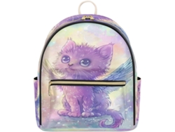 Mochila Tropicallife Angel Piel Estampado Gato Para Mujeres Niñas Mochila Escolar Bolso Viaje Informal Color