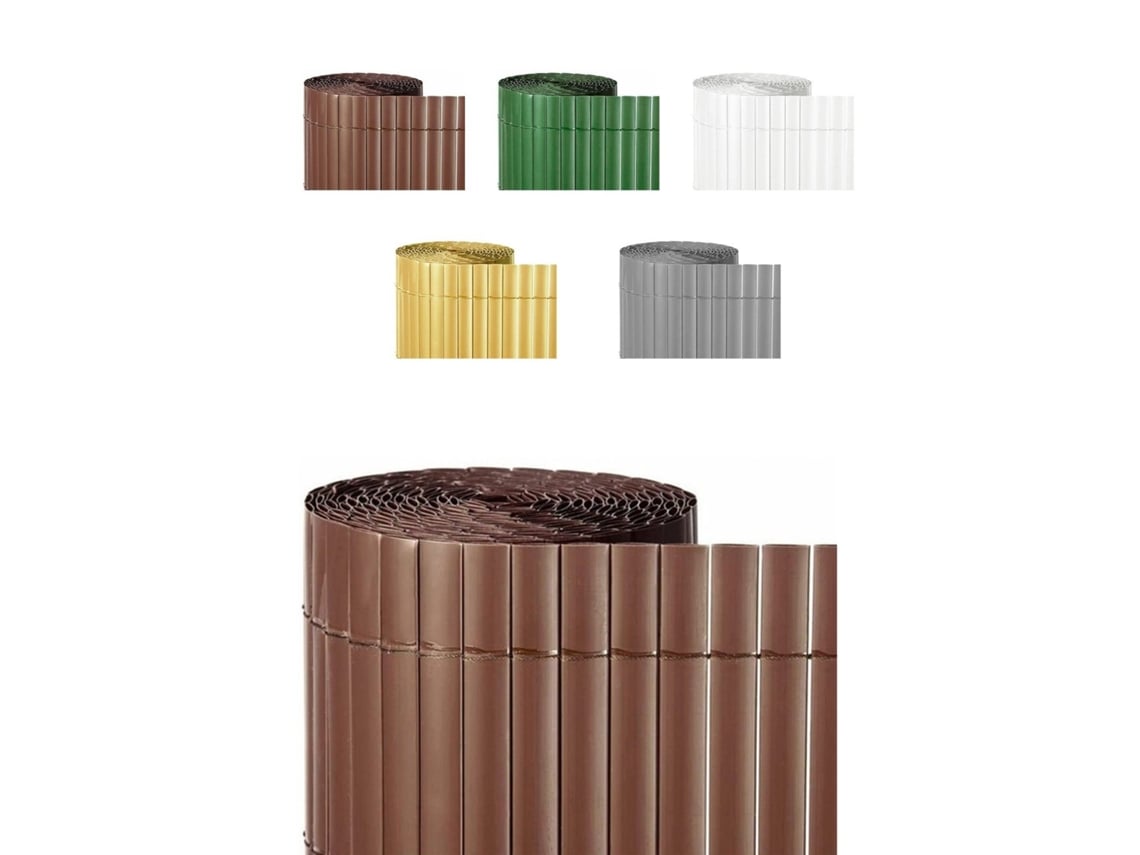 Cañizo Pvc Doble Cara 1000Gr/M² Valla Ocultación Resistente a Los Rayos Uv Protección Contra El Viento Marrón 1X3M