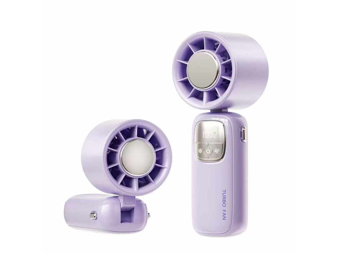 Ventilador Portátil Para Semiconductores Con Pantalla Digital Usb Morado