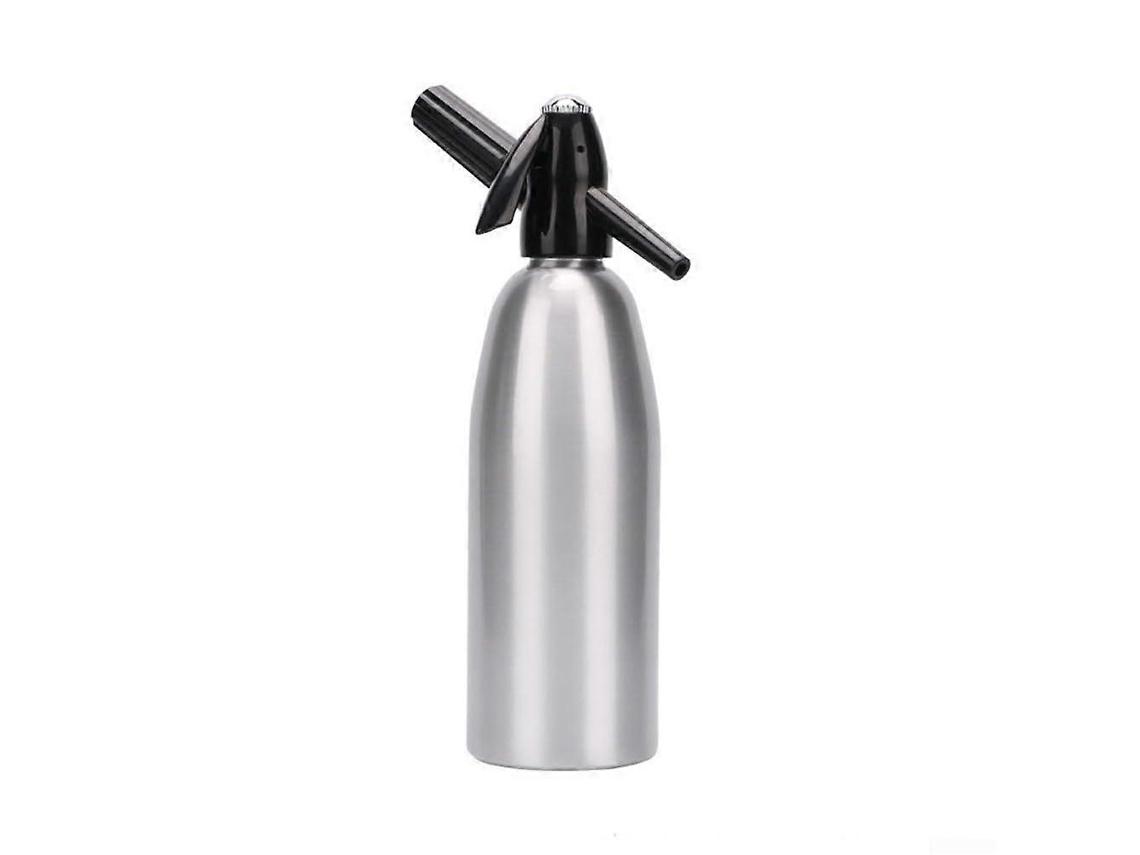 Máquina de agua con gas con nivel de efervescencia, prepara tu propio refresco en la cocina, aluminio plateado.
