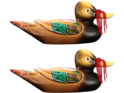 Juego De 2 Estatuas De Mandarinas De Madera