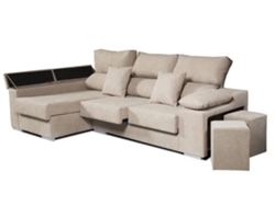 Chaiselongue Rubí de Tela Izquierda Color Beige 3 plazas 265x145x102
