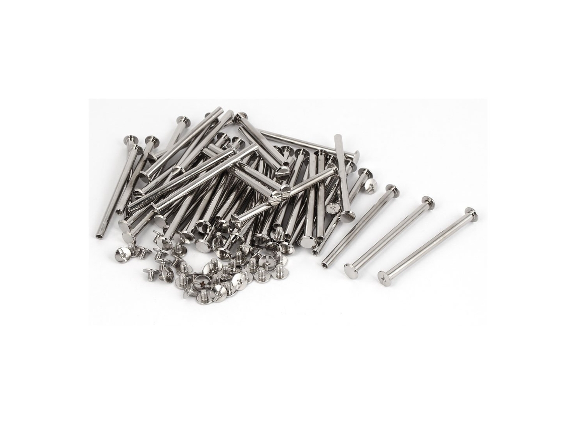 Tornillos metálicos Chicago para encuadernación de álbumes de recortes M5 x 70 mm, 50 unidades CHABERLU
