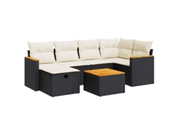 Maison Exclusive - Set De Sofás De Jardín 7 Pzas Con Cojines Ratán Sintético Negro