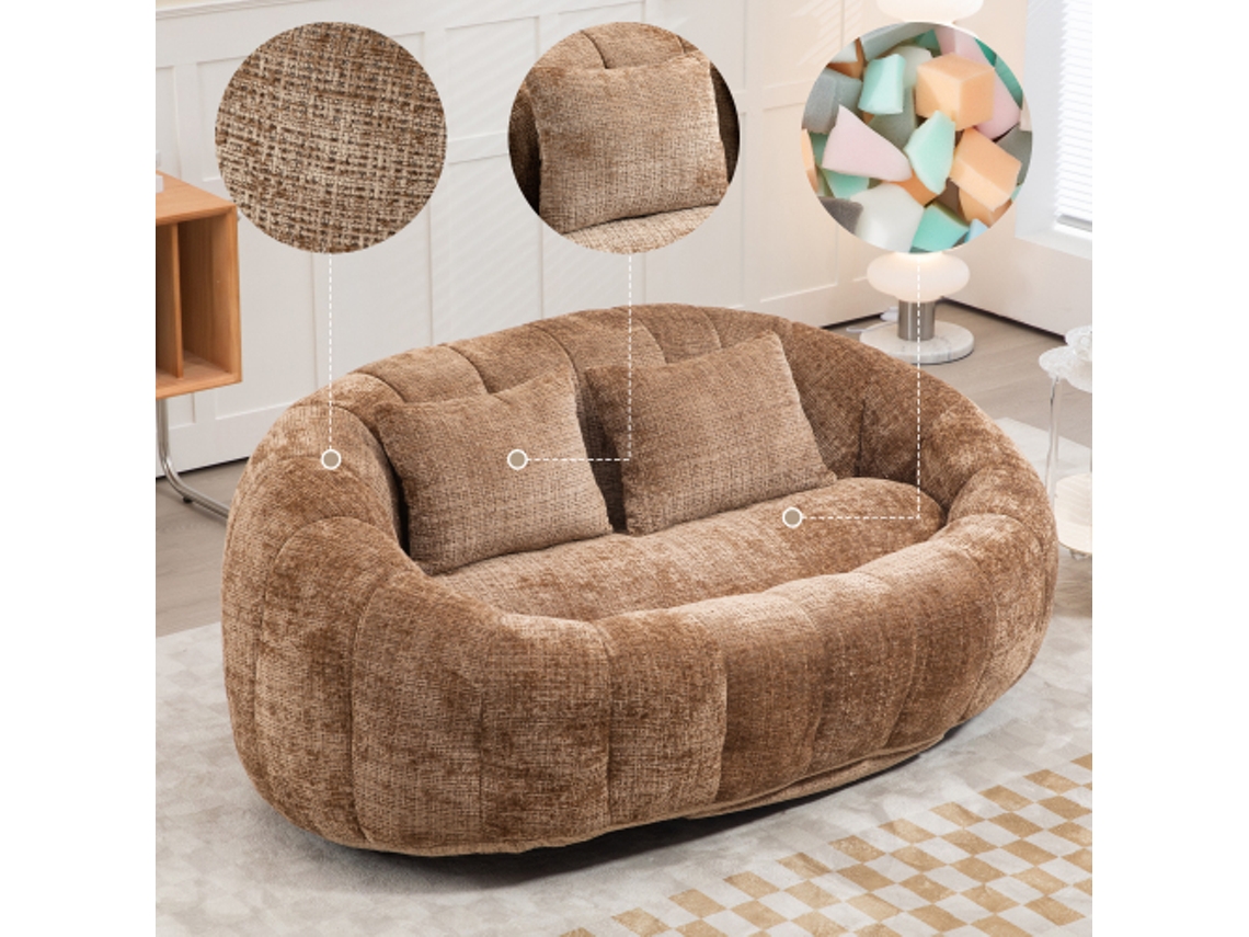 Sillón reclinable Puff, duradero y cómodo, acolchado, BAGOLY (color café chenilla)