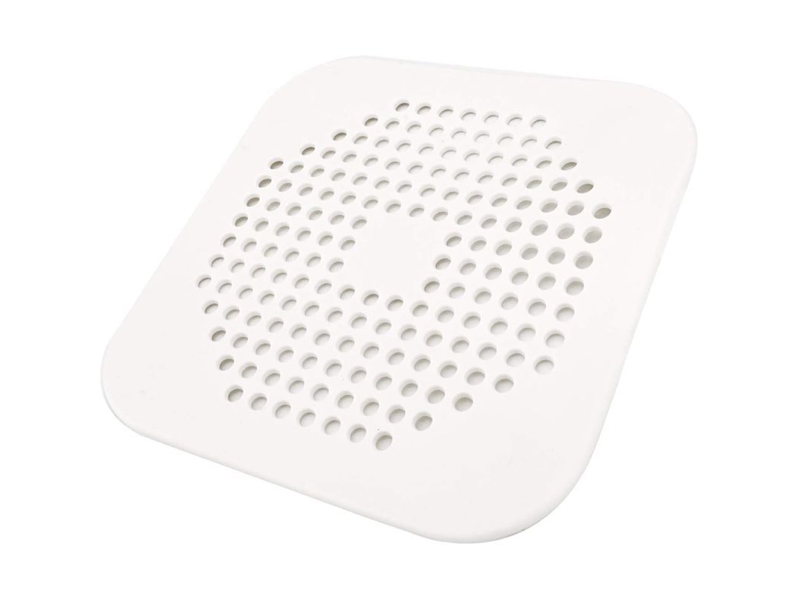 2026-tapa De Desagüe Cuadrada Silicona 14.5cm Con Ventosas Para Ducha Cocina Cazapelos Blanco