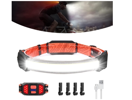 Linterna frontal, CHRONUS COB Linterna frontal de 500 lúmenes para correr, ciclismo, camping, pesca, senderismo (negro)
