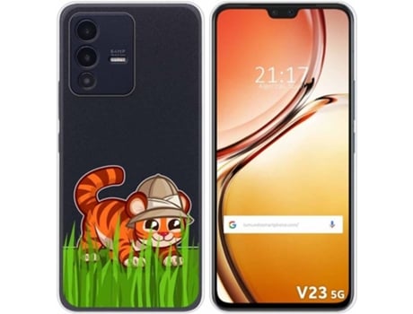 Carcasa para Vivo V23 5G TUMUNDOSMARTPHONE Dibujos Transparente Tigre Multicolor
