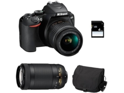 Kit Cámara Réflex NIKON D3500 + 18-55 VR + 70-300 AF-P VR + Bolsa + SD 4Go