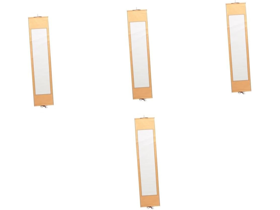 3 Piezas De Pintura China Xuan Sobre Papel Con Caligrafía Y Soporte Colgante Blanco