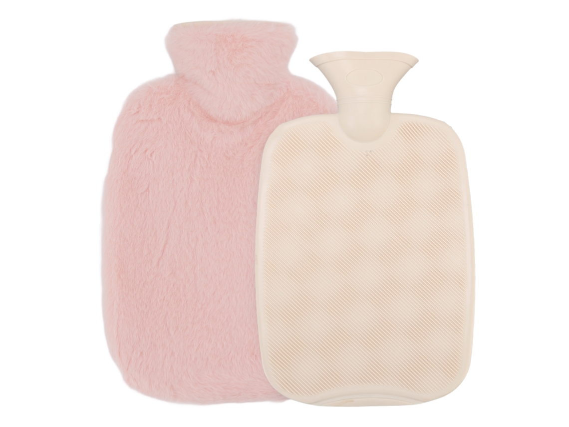 Botella De Agua Caliente 2l Con Funda De Pelo Desmontable Segura Para Dormitorio Oficina Viaje Rosa