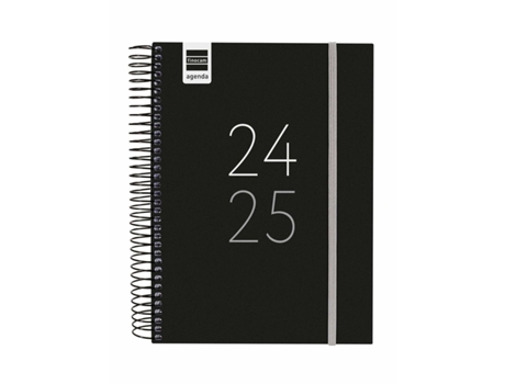 Agenda FINOCAM Negro Cuarto 15,5 x 21,2 cm 2024-2025