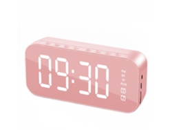 Clock Digital de Led Multifuncional Alto -Falante Bluetooth Caixa de Música Eletrônica Luminosa de Mesa Rosa