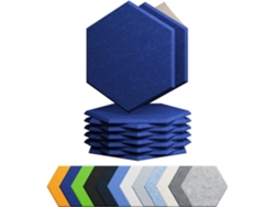 Paineles Acústicos Eifson Poliéster Hexag Autoad 30x26cm 12 Un (azul Oscuro)