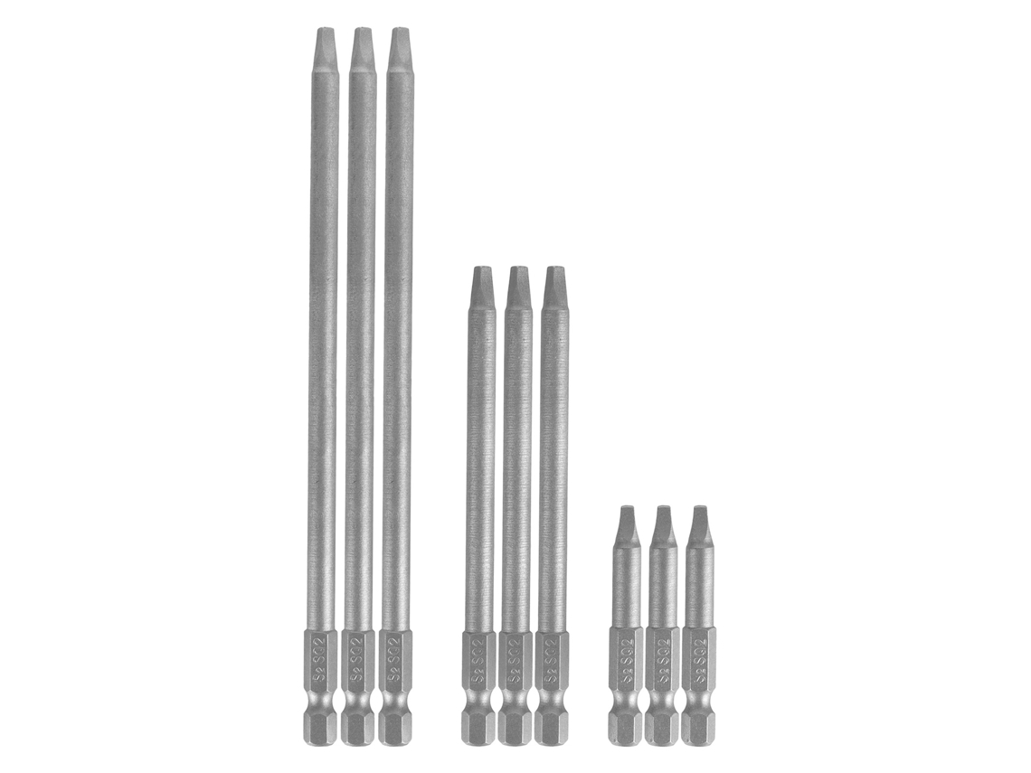 Juego De 9 Brocas Cuadradas De 50/100/150 Mm De Acero S2 Magnéticas Eléctricas Para Destornillador Recargable