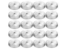 Tapas De Acero Inoxidable Para Frascos De Vidrio Mason Con Orificio Para Palillo De Dientes, 20 Unidades, Compatibles Con Frascos Estándar.