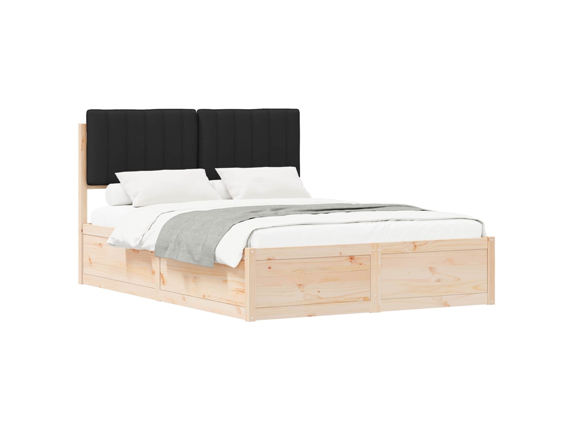 Maison Exclusive - Estructura De Cama Con Cabecera Tapizada Negro 140 X 190 Cm
