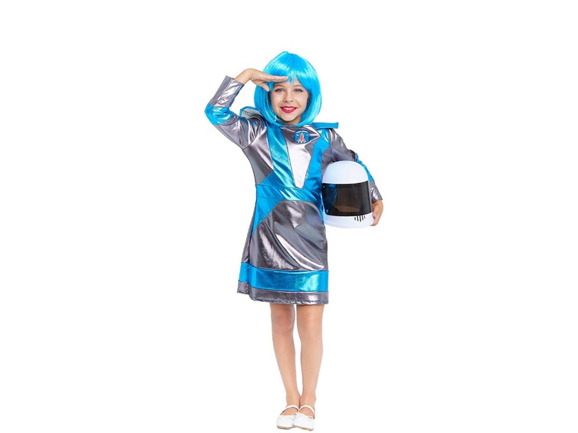 Disfraz de Astronauta plateado oscuro y azul para niña