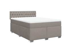 Cama Box Spring Con Colchón Tela Gris Taupe 140x190 Cm