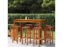 Taburetes de bar de madera maciza de acacia (8 unidades) DKD HOME DECOR